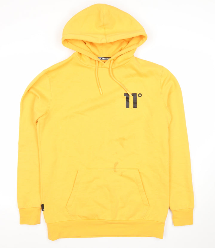11 Degrees Men’s Yellow Pullover Hoodie Size S Regular Fit