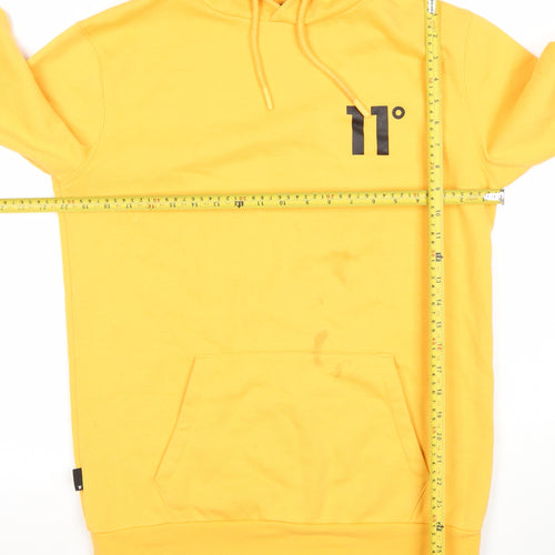 11 Degrees Men’s Yellow Pullover Hoodie Size S Regular Fit
