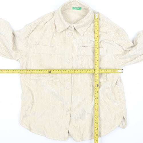 United Colors of Benetton Girls Beige Cotton Corduroy Shirt Jacket 8 Years