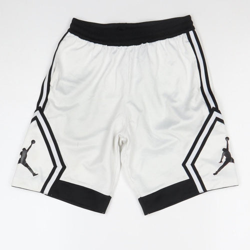 Jordan Boys White Black Dri-FIT Athletic Basketball Shorts 10-12 Years