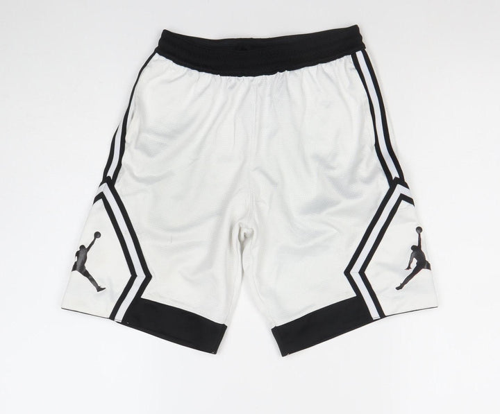 Jordan Boys White Black Dri-FIT Athletic Basketball Shorts 10-12 Years