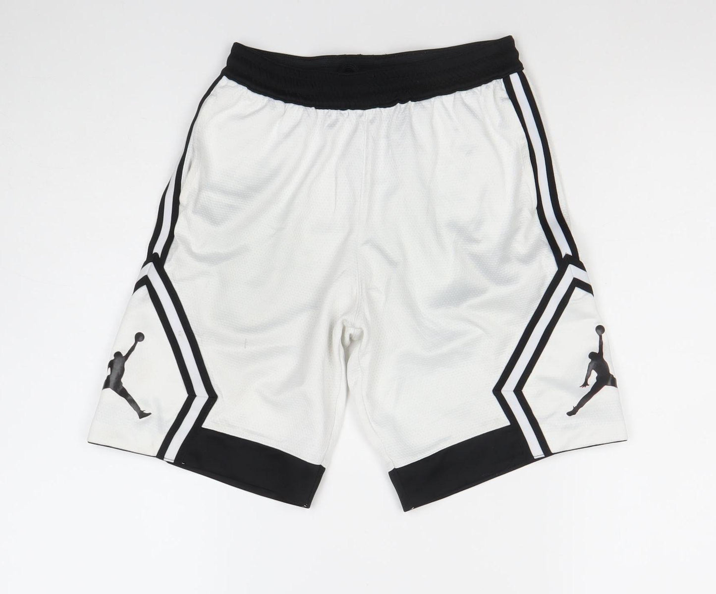 Jordan Boys White Black Dri-FIT Athletic Basketball Shorts 10-12 Years