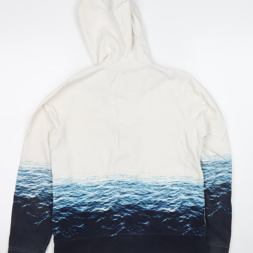Abercrombie Kids Boys White Blue Ocean Print Full Zip Hoodie 13-14 Years