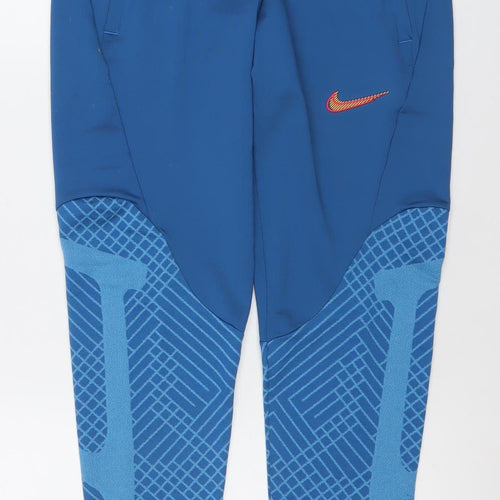 Nike Boys Blue Dri-Fit Slim Fit Track Pants S Tapered Joggers