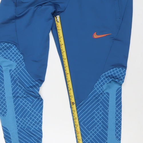 Nike Boys Blue Dri-Fit Slim Fit Track Pants S Tapered Joggers