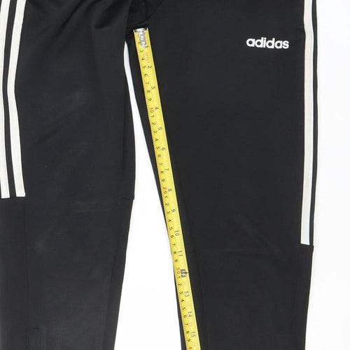 Adidas Boys Black 13-14 Years Track Pants Tapered Fit Zip Pocket Sports Trousers