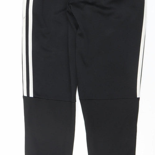 Adidas Boys Black 13-14 Years Track Pants Tapered Fit Zip Pocket Sports Trousers