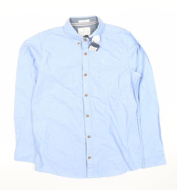 Jasper Conran Boys Blue Long Sleeve Button-Up Shirt Size 14 Cotton