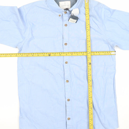 Jasper Conran Boys Blue Long Sleeve Button-Up Shirt Size 14 Cotton