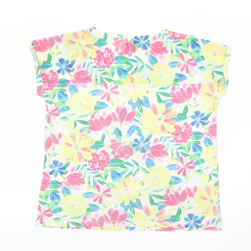 Leo & Ugo Women’s Multicoloured Floral Short Sleeve Cotton T-Shirt Size 12