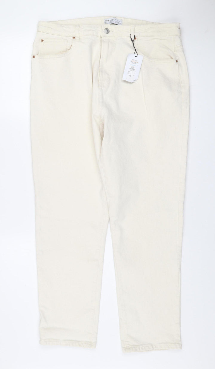 Primark Women Ivory Denim Co Straight Jeans Size 18 High Rise