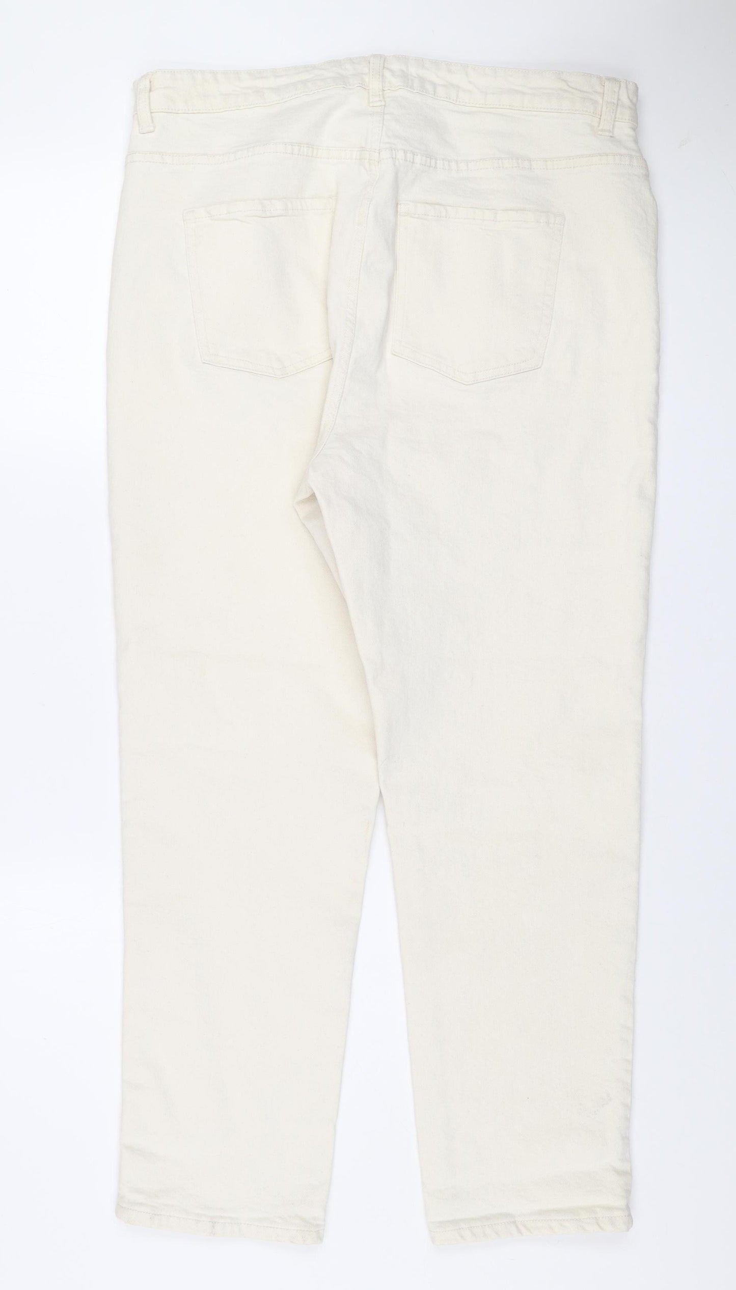 Primark Women Ivory Denim Co Straight Jeans Size 18 High Rise