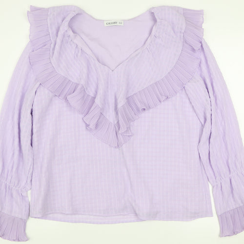 Gallery Women’s Purple Ruffle Long Sleeve Blouse Size 12