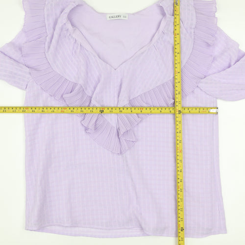 Gallery Women’s Purple Ruffle Long Sleeve Blouse Size 12