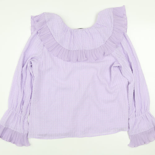 Gallery Women’s Purple Ruffle Long Sleeve Blouse Size 12