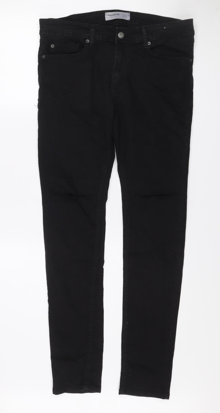 Pull & Bear Men's Black Skinny Jeans 32W 32L Stretch Denim