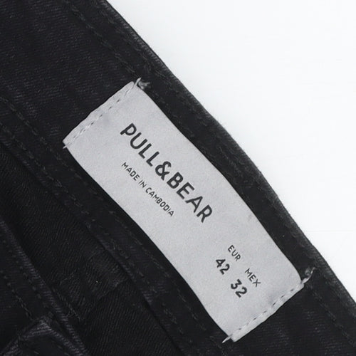 Pull & Bear Men's Black Skinny Jeans 32W 32L Stretch Denim