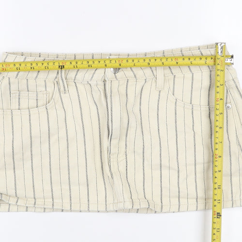 PrettyLittleThing Women Beige Striped Denim Mini Skirt Size 12