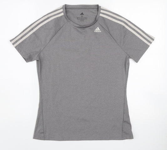 Adidas Womens Grey Climalite Short Sleeve T-Shirt M Activewear Top