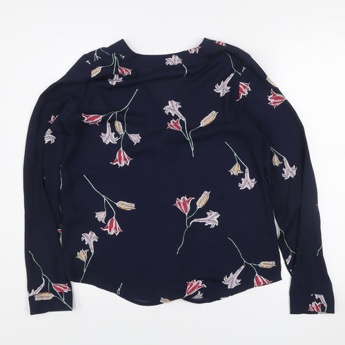 Vero Moda Women's Blue Floral Long Sleeve V-Neck Blouse XS