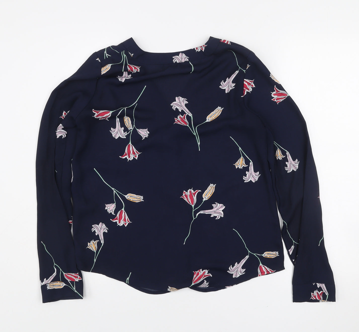 Vero Moda Women's Blue Floral Long Sleeve V-Neck Blouse XS
