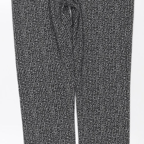 Savior Women's Black Patterned Button Detail High Rise Slim Trousers Size 8
