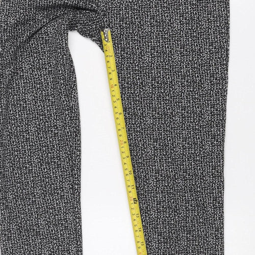 Savior Women's Black Patterned Button Detail High Rise Slim Trousers Size 8