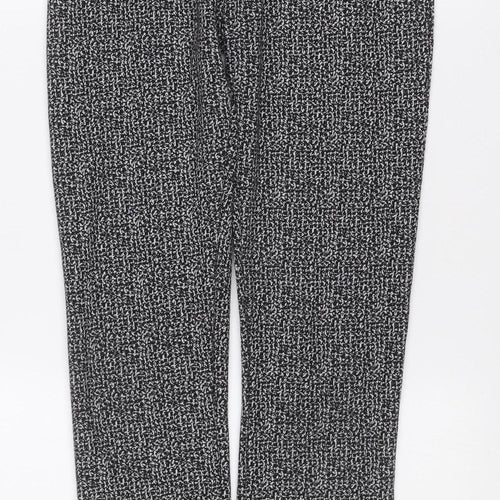 Savior Women's Black Patterned Button Detail High Rise Slim Trousers Size 8