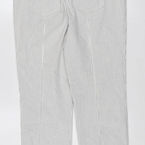 Gallery Women’s Grey Striped Cotton-Blend Jogger Trousers Size 8