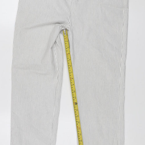 Gallery Women’s Grey Striped Cotton-Blend Jogger Trousers Size 8