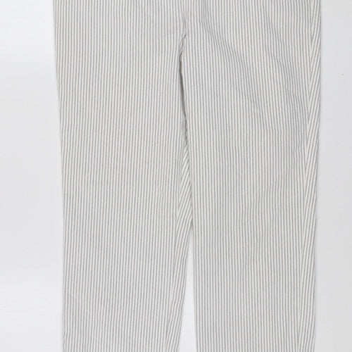 Gallery Women’s Grey Striped Cotton-Blend Jogger Trousers Size 8