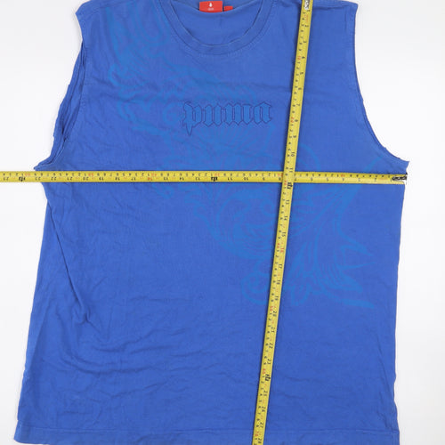 Puma Men's Blue 2XL Sleeveless Graphic Cotton T-Shirt