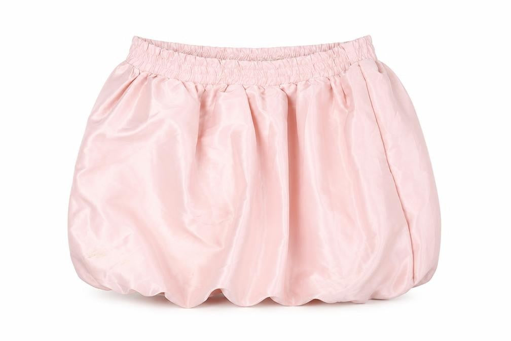 Front view of btween Teens Pink Bubble Hem Satin Skirt, size 10