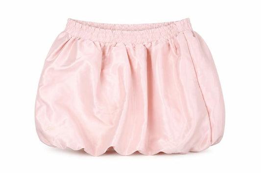 Front view of btween Teens Pink Bubble Hem Satin Skirt, size 10