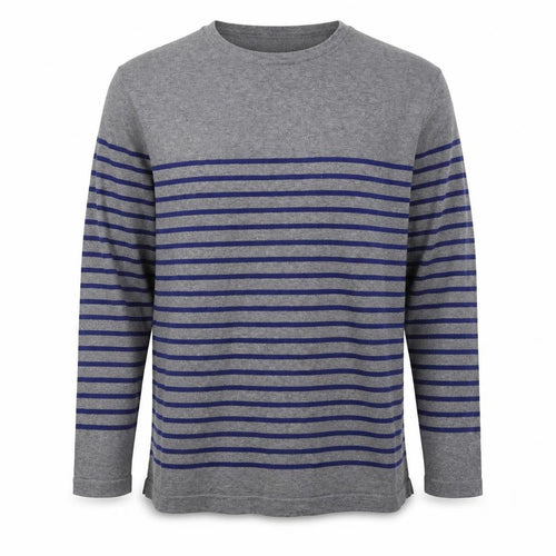 Jack & Jones Men's Grey Striped Cotton Crew Neck Jumper XL