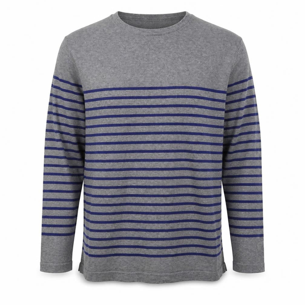 Jack & Jones Men's Grey Striped Cotton Crew Neck Jumper XL