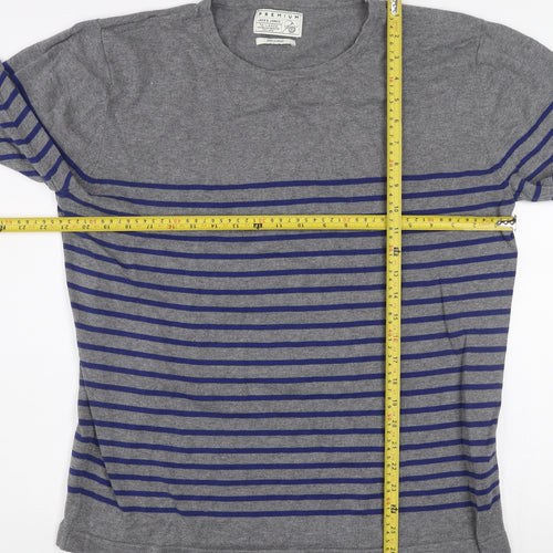 Jack & Jones Men's Grey Striped Cotton Crew Neck Jumper XL