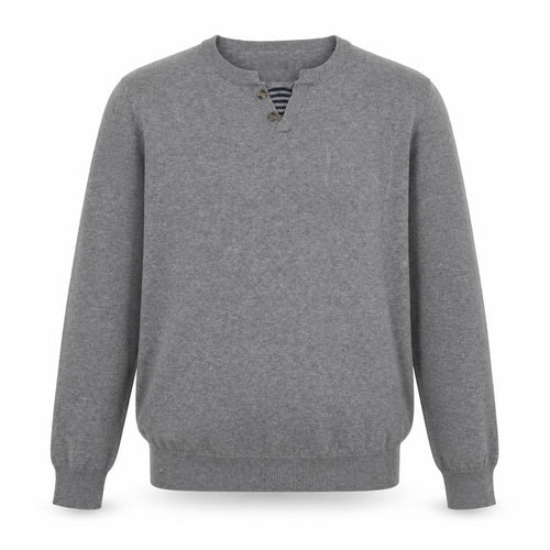 Jack & Jones Mens Grey XL Henley Cotton Knit Jumper