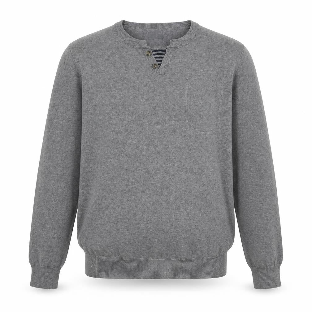 Jack & Jones Mens Grey XL Henley Cotton Knit Jumper
