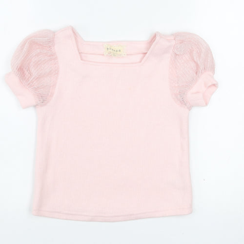 Btween Teens Pink Puff Sleeve Knit T-Shirt Size 10