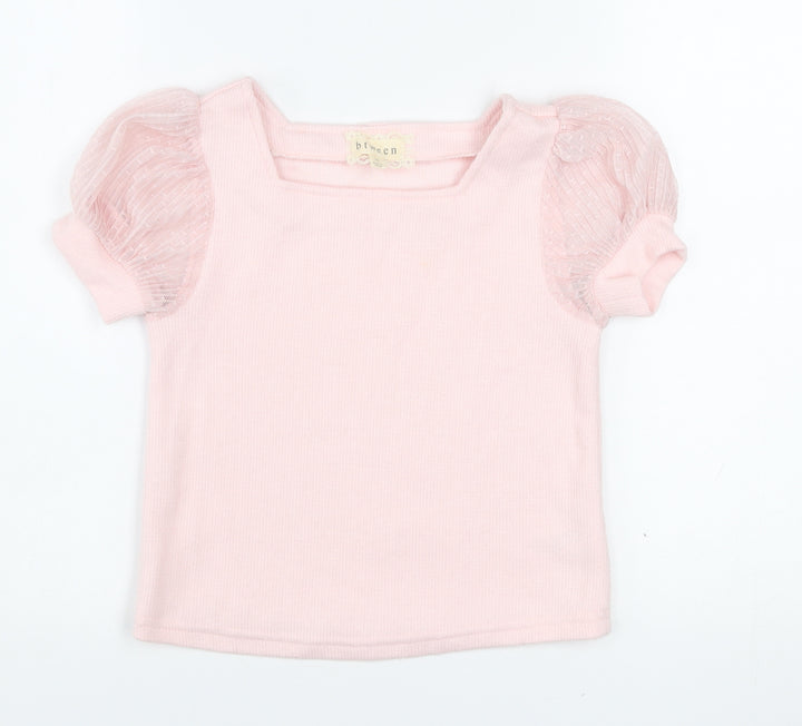 Btween Teens Pink Puff Sleeve Knit T-Shirt Size 10