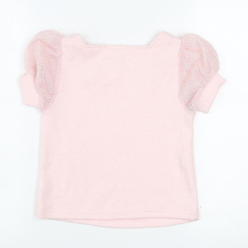 Btween Teens Pink Puff Sleeve Knit T-Shirt Size 10