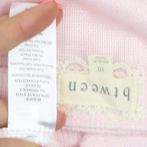 Btween Teens Pink Puff Sleeve Knit T-Shirt Size 10