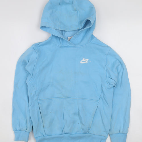 Nike Boys Blue Pullover Hoodie M Cotton Blend Casual Sweatshirt