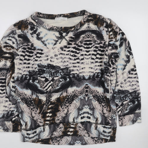 Zara W&B Collection Women's Beige Animal Print Cotton Pullover Sweatshirt Size M