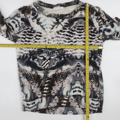 Zara W&B Collection Women's Beige Animal Print Cotton Pullover Sweatshirt Size M