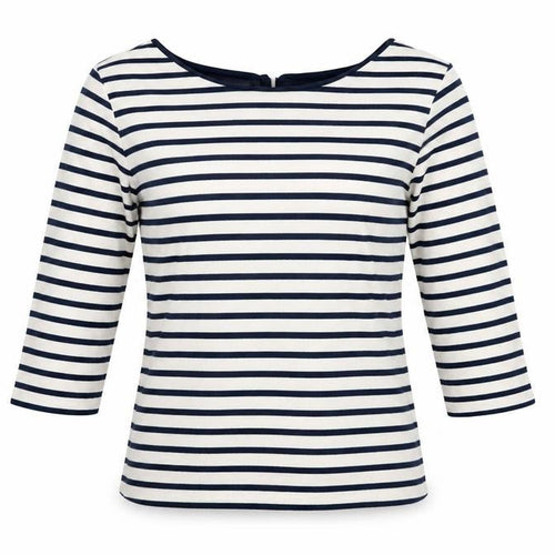 Fever London Women Blue White Striped 3/4 Sleeve Bow Top Size 14
