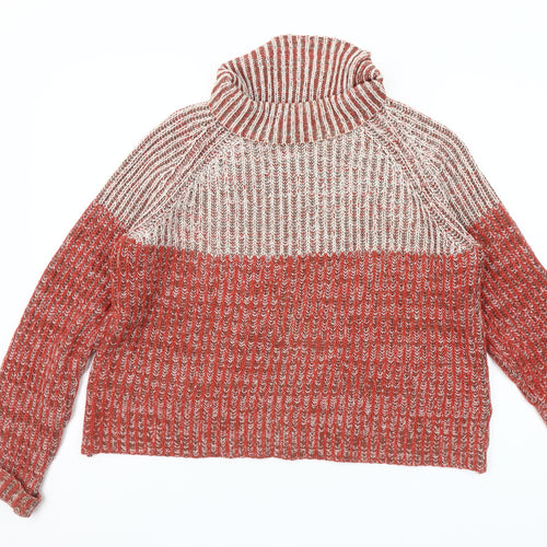 Universal Traveller Women's Red Roll Neck Chunky Knit Jumper M