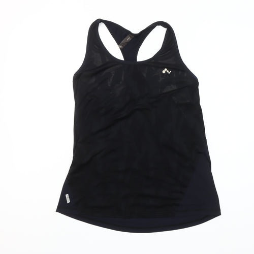 ONLY Womens Black Racerback Tank Top L Activewear Mesh Slim Fit
