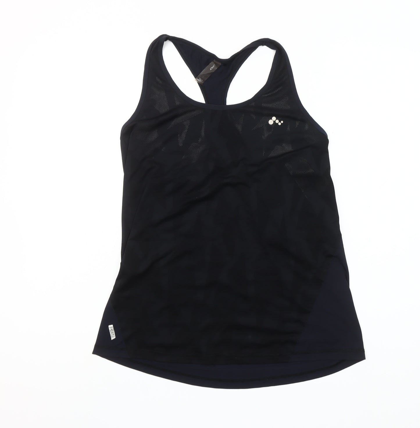ONLY Womens Black Racerback Tank Top L Activewear Mesh Slim Fit
